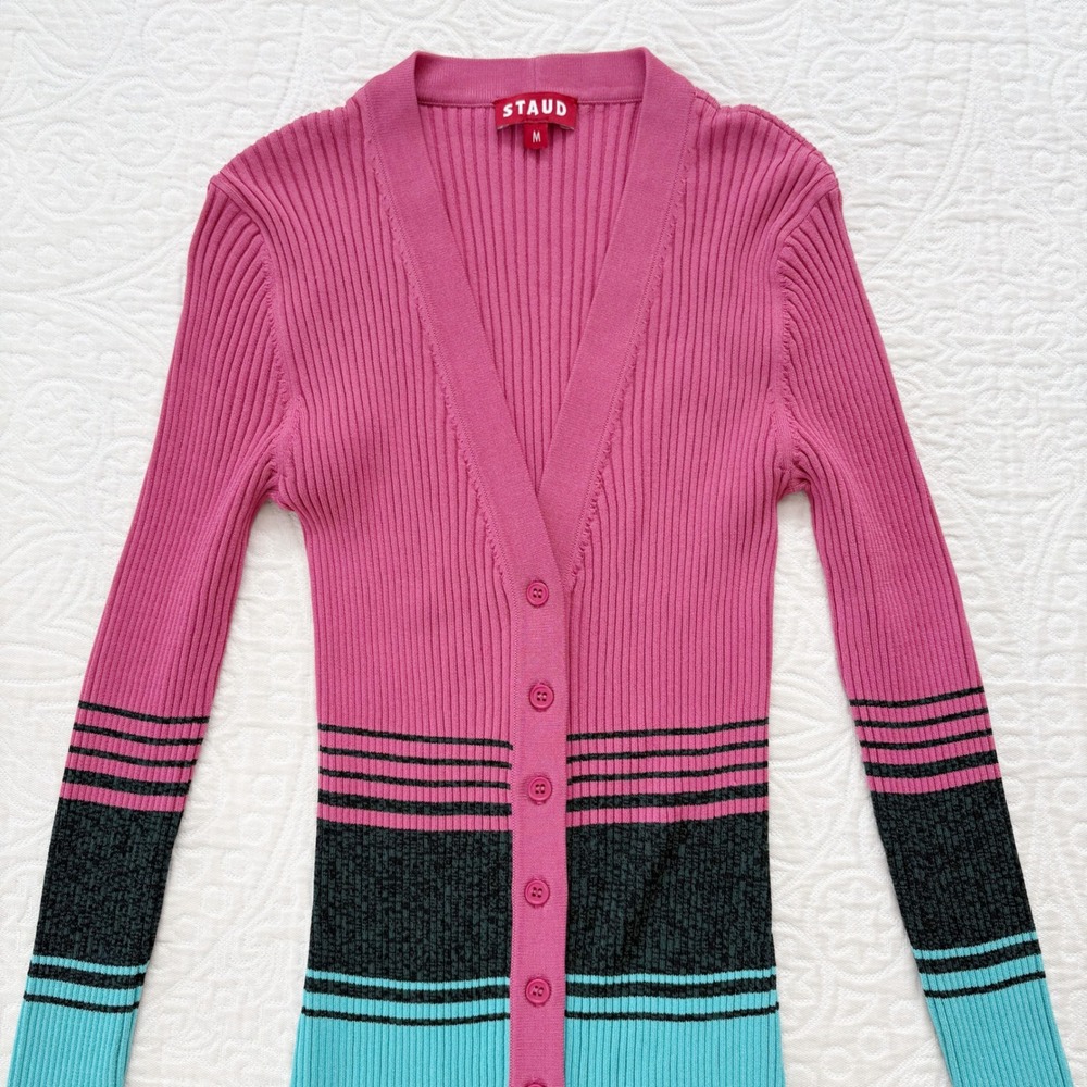 STAUD Shoko Striped Sweater Dress, Sz M - Picture 3 of 11